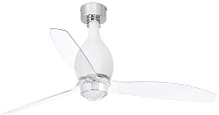 Faro Mini ETERFAN - Mini Eterfan LED Matt White, Transparent Ceiling Fan with DC Motor Smart - Remote Included, 3000K