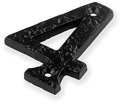 TERF® 3 Inch (75mm) Antique Black Screw Fix Front Door Number '' 4 '' Mailbox Hotel House Door Number Suitable for All Door Types Wooden, uPVC and Composite With Fixing Screw [ Number - 4 ]