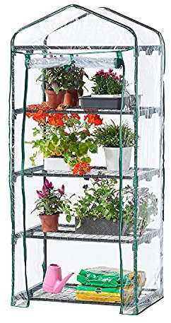 Funhobby Italia Srl Flur Exotica Serra Giardino da Esterno con Ruote e Cover Trasparente per Piante 69X49X155cm 4 Ripiani