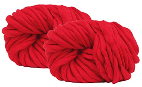 Maxee Sperrige Armstricken Wolle 500g (2 * 250 g), Bulky ArmStricken Wolle Roving, Grobe Isländische Wolle Core Yarn Garn, Grobstrick Weiches Wollgarn Decke Stricken für DIY Sofa Decke- 06 Rot
