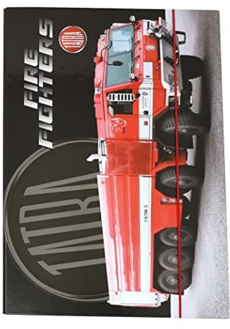 Kinder Heftbox A4 Heftmappe A4 Ordner A4 Kinder Mappe A4 Sammelbox A4 aus Pappe mit Gummizug - DIN A4 Hefter für Jungen (Feuerwehr)