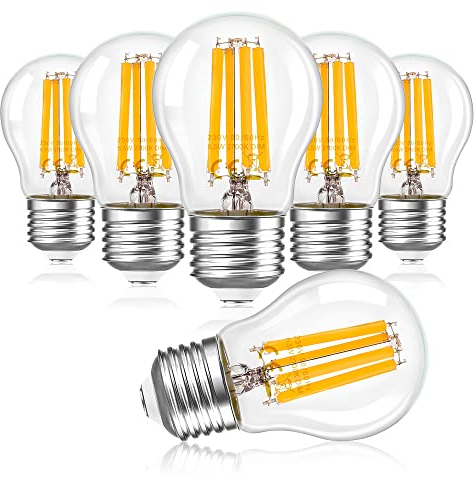 E27 Led Lampadina Dimmerabile Bianco caldo, G45 LED 6.5W= 60 Watt Lampada a Incandescenza, Vetro Trasparente Edison Filamento 230V Lampadine 2700K 806lm Lampada a Risparmio Energetico, 6 Pezzi
