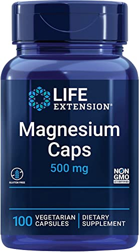 Life Extension, Magnesium Caps, 500mg, 100 Capsules végétaliennes, Sans Gluten, Végétarien, Sans Soja, Sans OGM