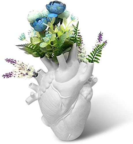 MANQILE Herz-Organ-Vase Kreative Simulation Herz-Orgel-Blumentopf Einzigartiges Design Harz-Skulptur-Vase Heimdekoration Tischdekoration
