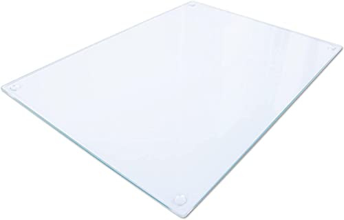 Deenz Clear Tempered Glass Kitchen Worktop Saver/Chopping Board Clear Surface Protector - 60 X 40Cm (Square Corner)