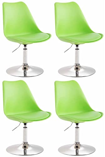 CLP 4er Set Esszimmerstühle Maverick Kunststoff I Lehnstühle Mit Trompetenfuß I Höhenverstellbar Und Drehbar, Farbe:grün, Gestell Farbe:Chrom
