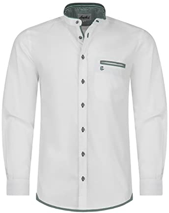 Almbock Hemd Tracht Herren weiß | Trachtenhemd Slim fit weiß Größe M