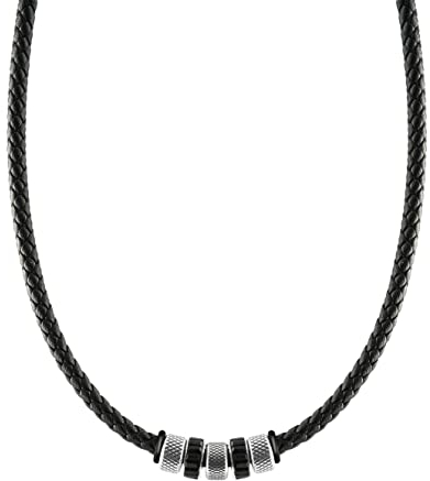 SHIEAGLELD Halskette Herren Leder, Herren Kette mit Edelstahl Halsband Anhänger, Geflochten Lederkette, Halsschmuck für Herren Junge Teenager,mit Schmuck Geschenk Box