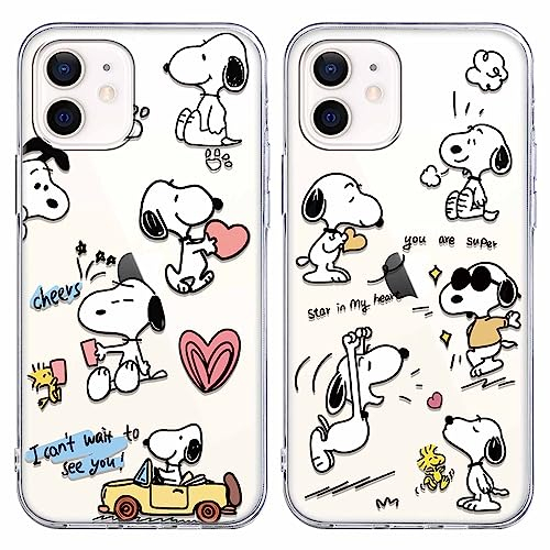 nurkorki [2 Stück Schutzhülle für iPhone 12/12 Pro Hülle 6,1, Handyhülle Niedlich Karikatur Muster Transparente TPU Silikon Einzigartige Lustig Beschützen Hülle für iPhone 12