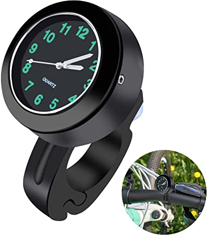 Tulov Motorraduhr, Schwarz Durchmesser 22-25mm Wasserdicht Leuchtend Motorraduhren für Lenker, Lenkerhalterung Uhr für Motorräder, Elektrofahrzeuge