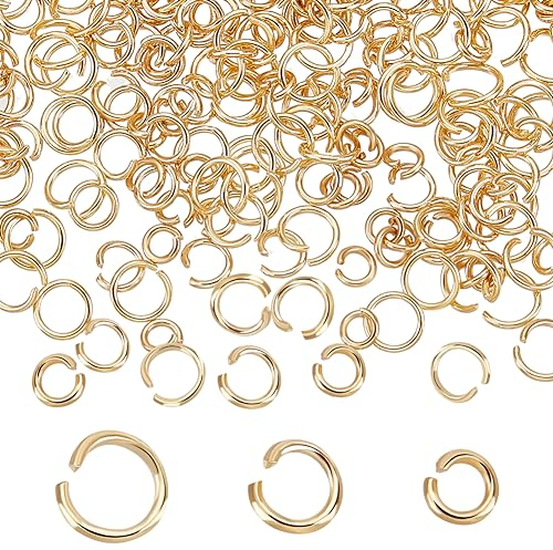 Beebeecraft 1 Box 300 Stück 4/5/6mm offene Biegeringe 18 Karat Vergoldet Edelstahl Gold Jump Ringe Für Die Schmuckherstellung Halsketten Schlüsselanhänger