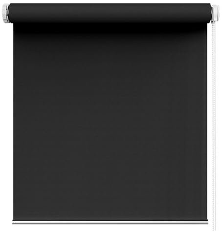 Store Enrouleur Jour Nuit 85 x 90 cm sans perçage/Personnalisable, Store intérieur sans percer, Store en Bambou Opaque à tirage latéral, pour fenêtre ou Porte, Noir