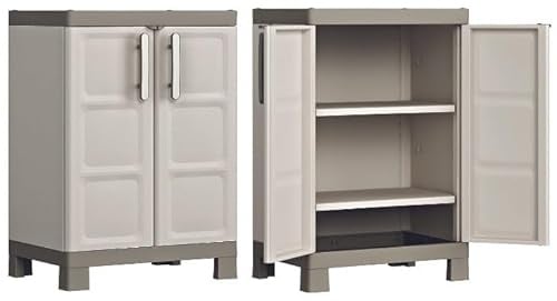 Excellence Keter Gartenschrank mit 2 Türen, aus Kunstharz, abschließbar, für den Außenbereich