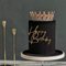 Happy Birthday Cake Topper Gold Acrylic Cake Decoration - 2Pcs Personalised Cake Topper Girls Boys Party Supplies for Black Theme Birthday Party Anniversary
