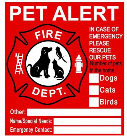 Rettungsaufkleber Rescue Our Pets, Pets Inside, UV-beständig, für Haustiere, Notfall-Aufkleber, für Notfälle, Gefahr, Haustier im Haus, Fenster