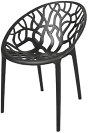 BURI Design Gartenstuhl 80cm Stapelstuhl wetterfest - Kunststoff Stuhl Balkonstuhl Esszimmerstuhl bis 150kg modern matt schwarz