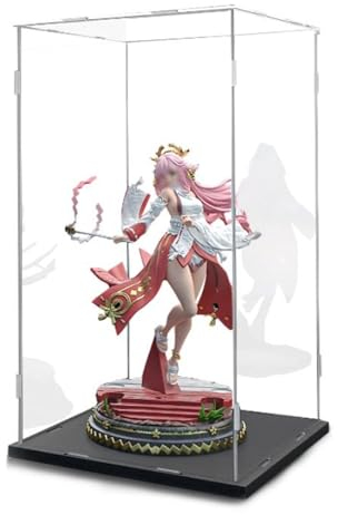 Acryl Vitrine 10 20 30 40 50 60 70 Cm hoch Klare Action-Figur Display Case Storage Box, Stapelbare Acryl-Vitrine für Sammlerstücke, Alternative Glasvitrine ( Color : Black base , Size : 60x60x60cm/24x