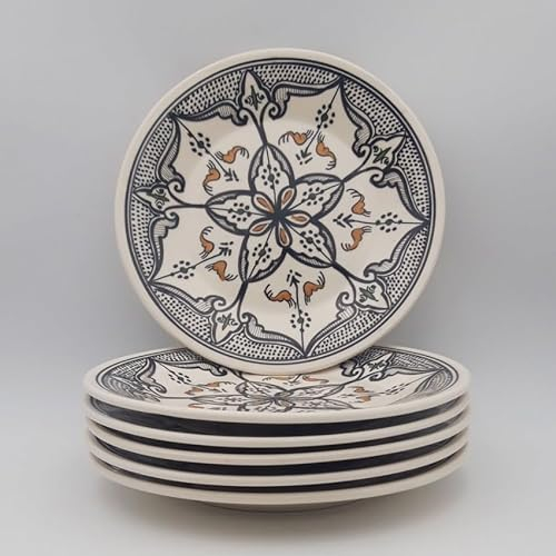 Lot de 6 assiettes plates Marocain noir - D 28 cm