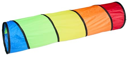 Relaxdays, bunt Spieltunnel, farbenfroher Krabbeltunnel, Kinder, B x D: 180 x 46 cm, robuster Pop-up Tunnel, Polyester