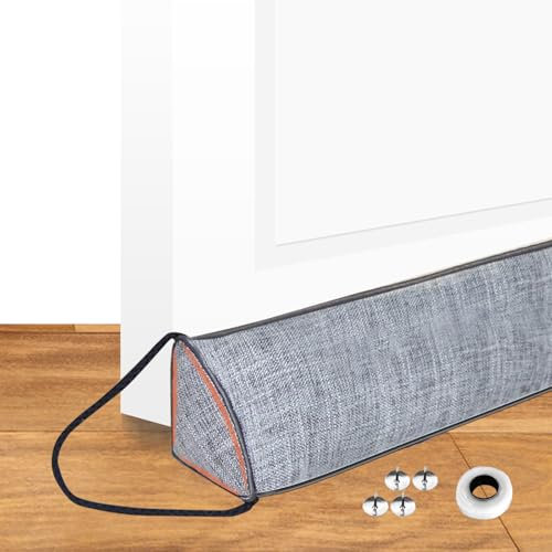JINMEE Zugluftstopper für Türen - Gewichtet Dreieckform Zugluftstopper 120cm für perfekte Türpassform Reduziert Wärmeverlust im kalten Winter für Haustür und Schlafzimmertür, Grau