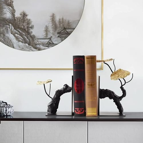 Cutfouwe Serre-livres de Style Chinois en Forme de Lotus - Serre-livres modernes décoratifs en fer Anti-mouvement pour accueillir des livres lourds, Serre-livres,Book Ends