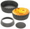 LOPYXBR Lot de 12 moules à tarte avec fond amovible - 12 cm - Petit moule à quiche avec fond amovible - Anti-adhésif - Mini moules à tartelettes - En acier au carbone