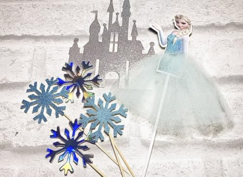 Frozen Elsa cake Topper, Castle & Smowflakes