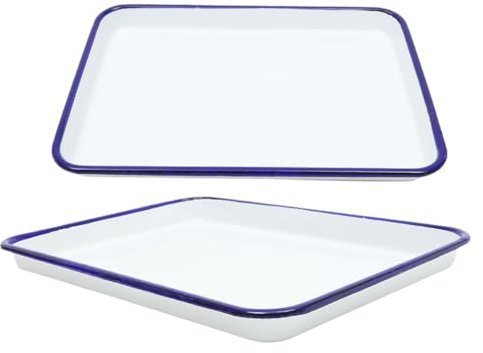 Luxshiny Sturdy Pie Baking Pan Enamel Oven Pan Multi-use Baking Tray Easy Clean Loaf Tin for Family Dinners Tea Time