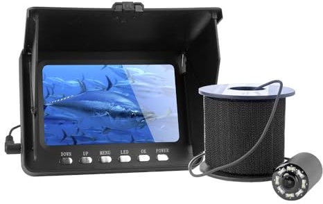 Andoer 1080P Unterwasser-Angelkamera, tragbarer Video-Fischfinder mit 5 IPS-Monitor, 8GB TF-Karte, 20 m Kabel, IP68 wasserdicht, 20X Zoom, Unterwasserkamera für das Angeln auf EIS, Seen, Booten
