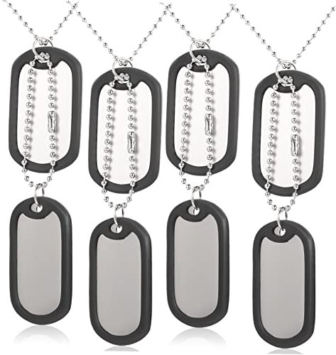 BESPORTBLE 4pcs Dog Tags Silencers Chains Double Pendants Alloy Ball Chains Fashion Sweater for Dog Cat Noiseless Tag Necklace
