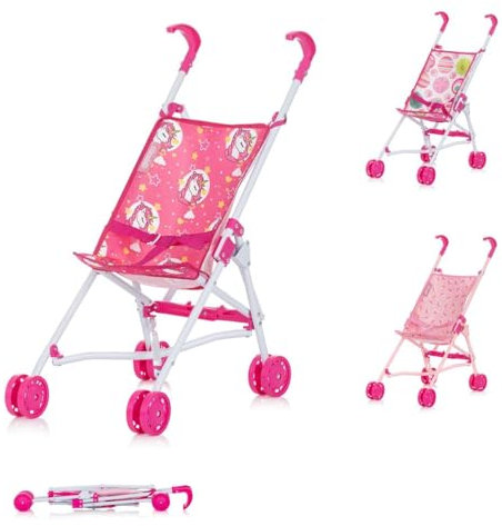 Chipolino Puppenbuggy Lily klappbar, Doppelräder, ab 3 Jahren, Schiebehöhe 57 cm, Farben:pink