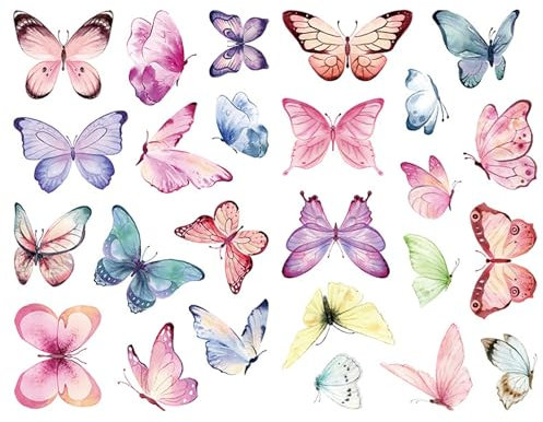 Schmetterling Wandtattoo für Kinderzimmer Mädchen, 2 Stück Schmetterlinge Wandtattoo, 25 Schmetterlinge Wanddeko, für Mädchen Babyzimmer Wohnzimmer Schlafzimmer Hause Küche Fenster Wanddekoration