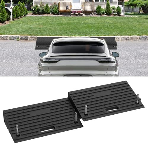 Froadp 4 Stück Bordsteinrampe, Türschwellenrampe aus Gummi Randstein Rampe für Auto, Motorrad, Rollstuhl Fahrzeug Rampe Türschwelle für 10 cm Hohe Bordsteinkanten, Schwarz - 53x32x10 cm