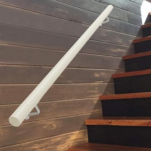 Kit de pasamanos de madera blanca para montar en la pared al aire libre, pasamanos de 110 cm para uso en interiores y exteriores