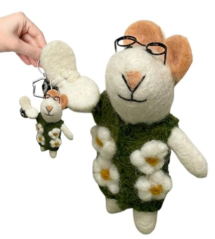 Pcingsia Felt Mice | Cartoon Mice Felted Wool Ornaments Handmade,Craft Charm Key Ring Pendant Cute Doll Ornament for Car Interior Accessories Purse Backpack Decor