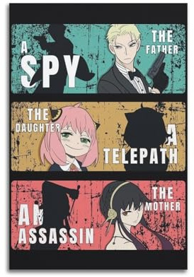 QWQEUTY Poster Spy X Family, ästhetische Wandkunst, Leinwand, Vintage-Poster, dekoratives Gemälde, Wohnzimmer, Schlafzimmer, Dekoration, 30 x 45 cm, ungerahmt, 8 Stück