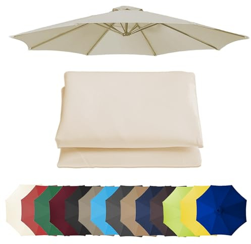 Auvent De Rechange Pour Parasol 3.0m/3.50m, 6 Baleines/8 Baleines Toile De Rechange Pour Parasol Déporté, Dessus De Parapluie De Remplacement Pour Parasol De Jardin Terrasse Plage(Beige,300CM/6 RIBS)