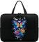 Xoenoiee Sacoche pour ordinateur portable pour homme et femme, sac de transport pour ordinateur portable pour voyage, étude, travail avec poignée, Papillon coloré et rose floral, 17inch