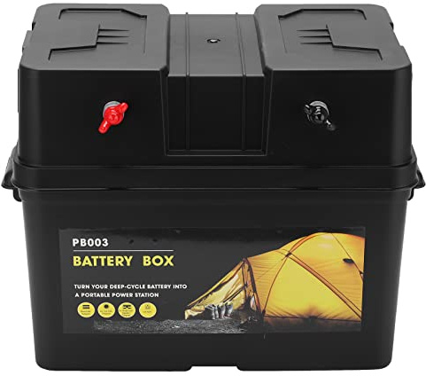 Fockety RV Battery Box, Trolling Motor Smart Battery Box Power Center 12V Outdoor with Straps for Marine, Automotive, RV, Boat, and Travel Trailer Batteries