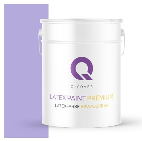 Q-COVER Latexfarbe Abwaschbar 10L (ca.70m2) Lila Farbton Innenfarbe Wandfarbe Deckenfarbe Klasse 2 Mattfarbe Für Allergiker Scheuerfest Geruchlos Frei Von Voc