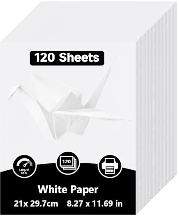 LONGERSIZHAN 120Stück Kartonpapier A4 Weiß, druckerpapier 120g, für DIY | Dickes Kartonpapier A4 für Fotoalben, Menükarten, Scrapbooking und DIY. Ideal zum Basteln und Drucken.