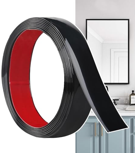 Hengrongshen Moulure Décorative Autoadhésive Noir Mat (6M x 3cm) Peler et Coller, Bandes Murales en PVC Flexibles, idéales pour Mur, Miroir, Plafond, Sol, Armoire, Carrelage, Bords, Moulures DIY