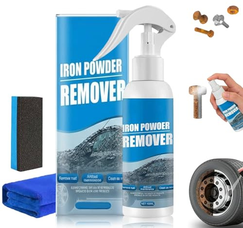 Liocwocne Multi-functional Quick-acting Rust Removal Spray, Iron Powder Remover Spray for Metal, Portable Rust Remover Sprays, Fast-Acting Rust Converter for Cars, Tools & Metal Surfaces (100 ml)