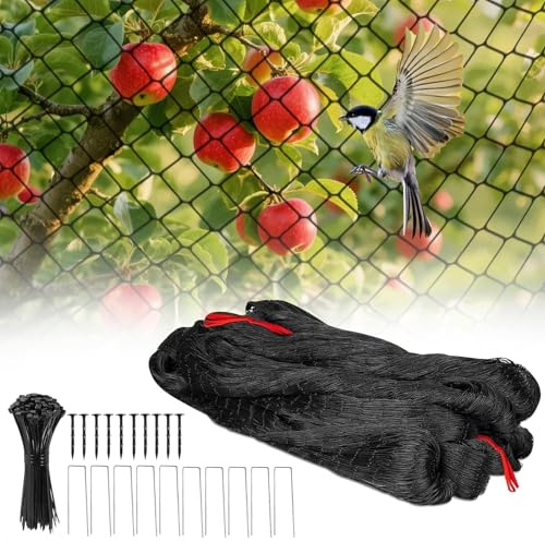 Mailfull Vogelschutznetz 7.5 x 15 m Vogelnetz Schwarz 5cm Masche Hühnernetz Reißfestes für Hühnergehege Volierennetz für Schützt Obstbäume und Gemüse vor Vogelfraß