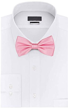 Noeud papillon pré-noué pour homme - élégant noeud papillon en polyester satiné de couleur unie avec sangle réglable pour une tenue décontractée et formelle, accessoire de mode rose bébé