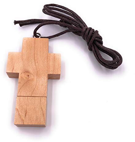 H-Customs Holz Kreuz USB Stick 8 GB Speicher USB 2.0