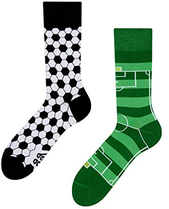Dedoles Socken Unisex Damen Herren & Kinder Baumwolle viele lustige Designs 1 Paar Geschenk links rechts verschieden, Farbe Grün, Motiv Fußball, Gr. 43-46