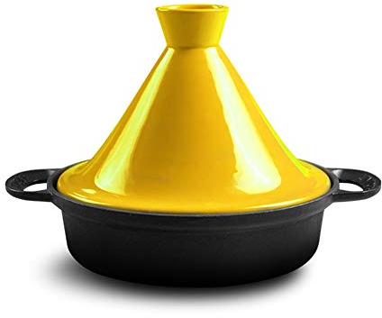 XCXDX Moroccan Tagine, 3L Cast Iron Pot, Bright Color Micro Pressure Cooker, Ceramic Pot Lid, Health Cookware Yellow