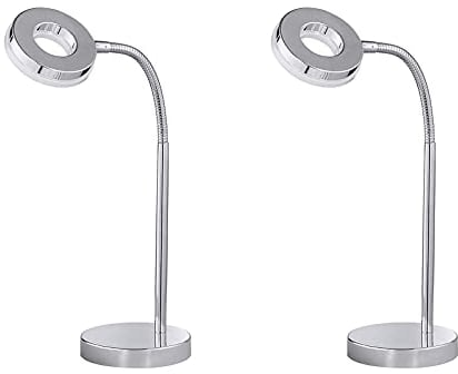 2er Set große flexible Schreibtischleuchte Silber, Höhe 40cm