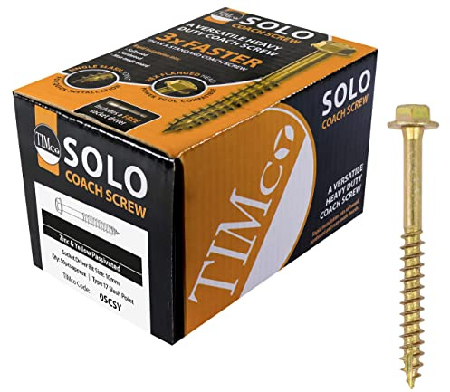 Pack of 50 - M8 X 70MM TIMCO Solo Coach Screws - HEX Flange Head Sleeper Screws Turbo Coach Screws - 870SCSY